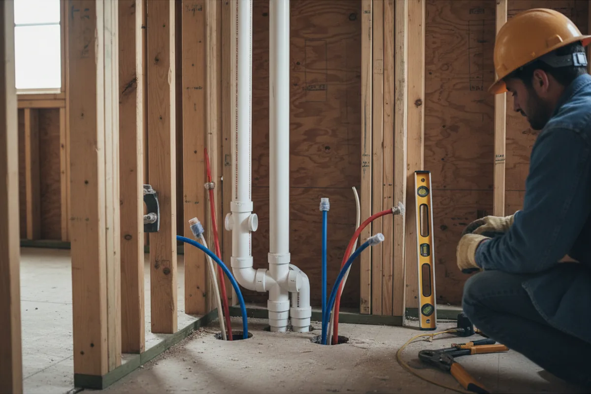 Drain and supply rough-in during Sump Pump Repair in Sunnyvale